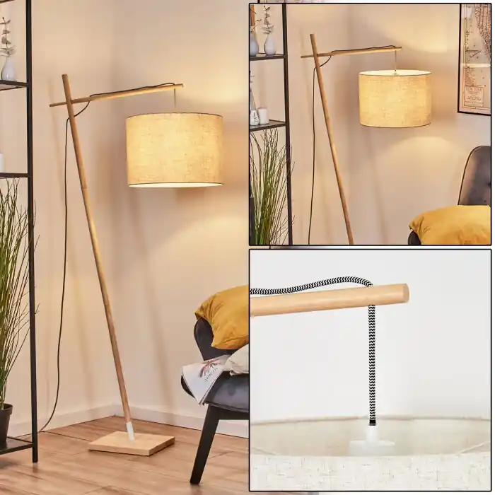 Koopje Bassagoda Staande lamp Natuurlijke kleuren, Wit, 1-licht