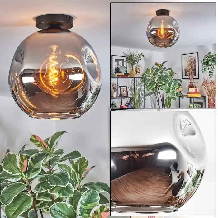 Nu Kopen Ripoll Plafondlamp, Kogellampje Chroom, Rookkleurig, 1-licht