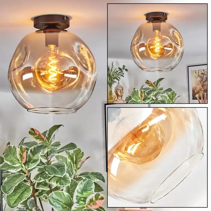 Weekendaanbieding Ripoll Plafondlamp, Kogellampje Amber, Duidelijk, 1-licht