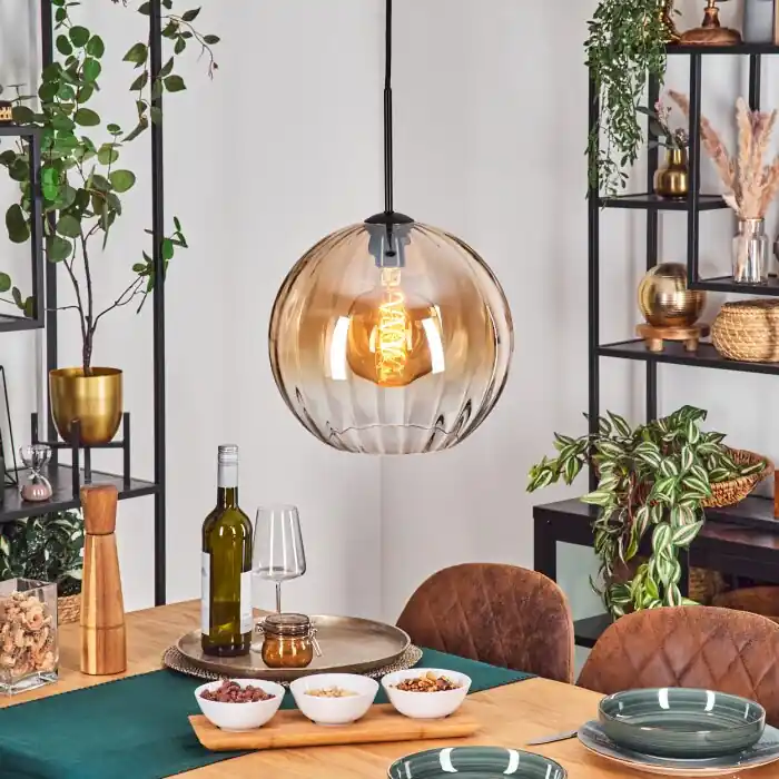 Koyoto Hanglamp, Kogellampje, Hanglamp Amber, Duidelijk, 1-licht Actieprijs