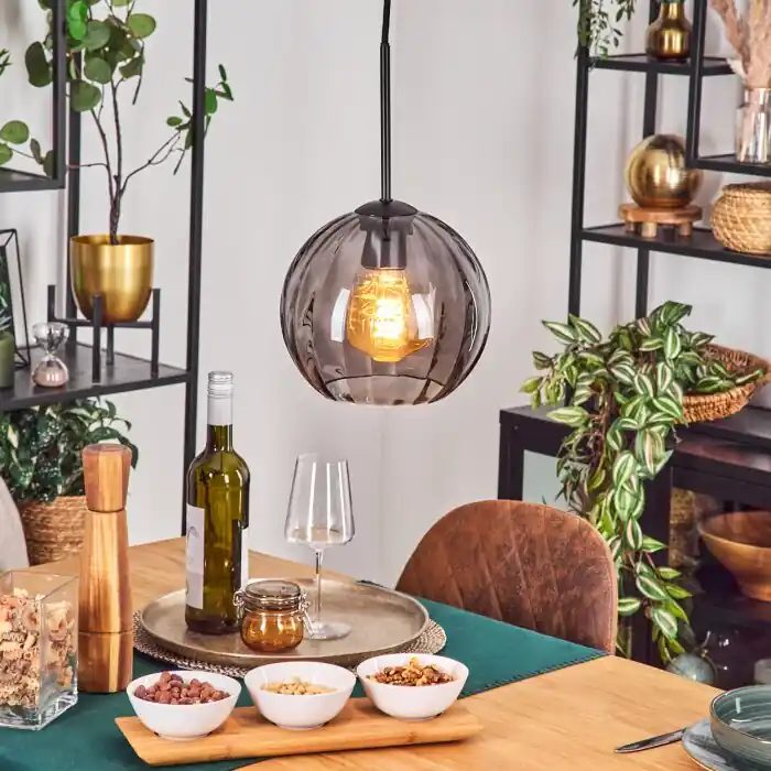 Flitsaanbieding Koyoto Hanglamp, Kogellampje, Hanglamp Rookkleurig, 1-licht