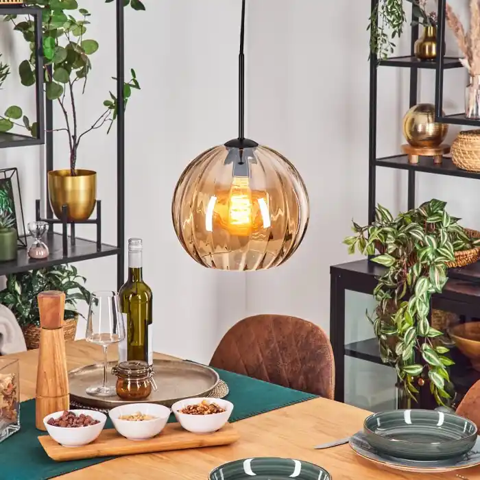 Merkproduct Koyoto Hanglamp, Kogellampje, Hanglamp Amber, 1-licht