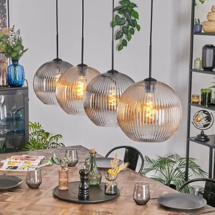 Koyoto Hanglamp, Kogellampje, Hanglamp Amber, Duidelijk, Rookkleurig, 4-lichts Uitverkoop