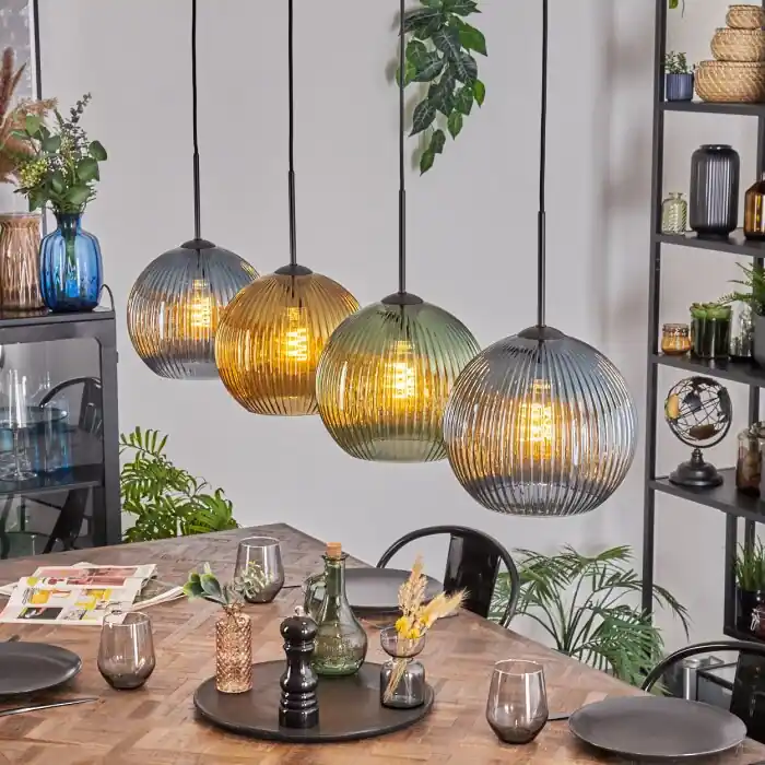Koyoto Hanglamp, Kogellampje, Hanglamp Blauw, Goud, Groen, 4-lichts Beste Prijs
