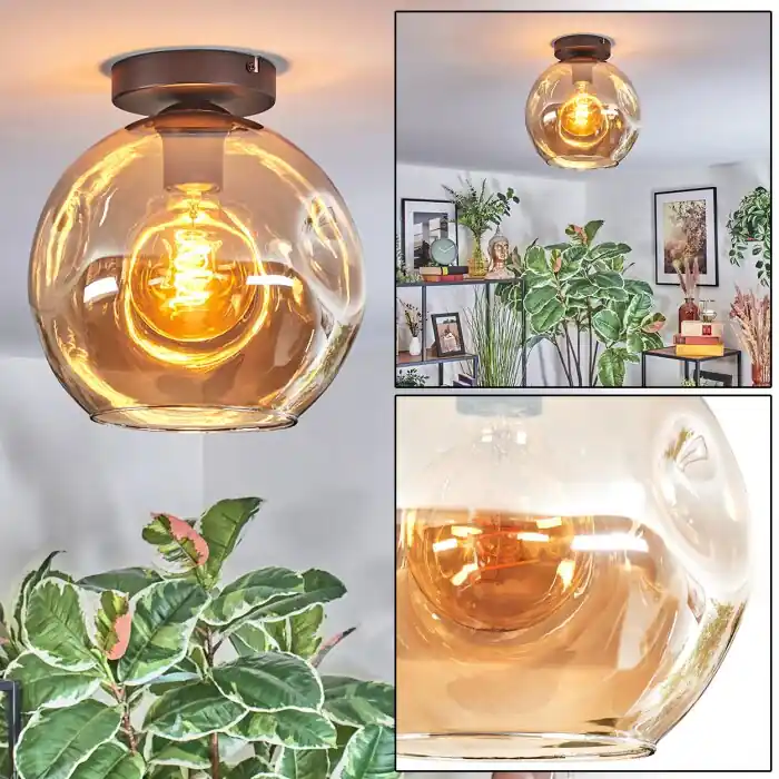 Ripoll Plafondlamp, Kogellampje Amber, 1-licht Flitsaanbieding