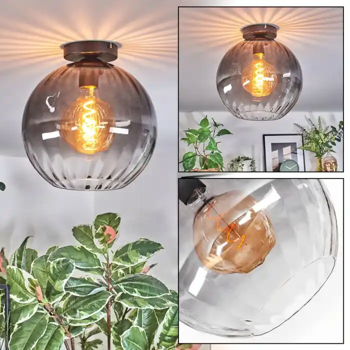 Koyoto Plafondlamp, Kogellampje 30 cm Duidelijk, Rookkleurig, 1-licht Uitverkoop