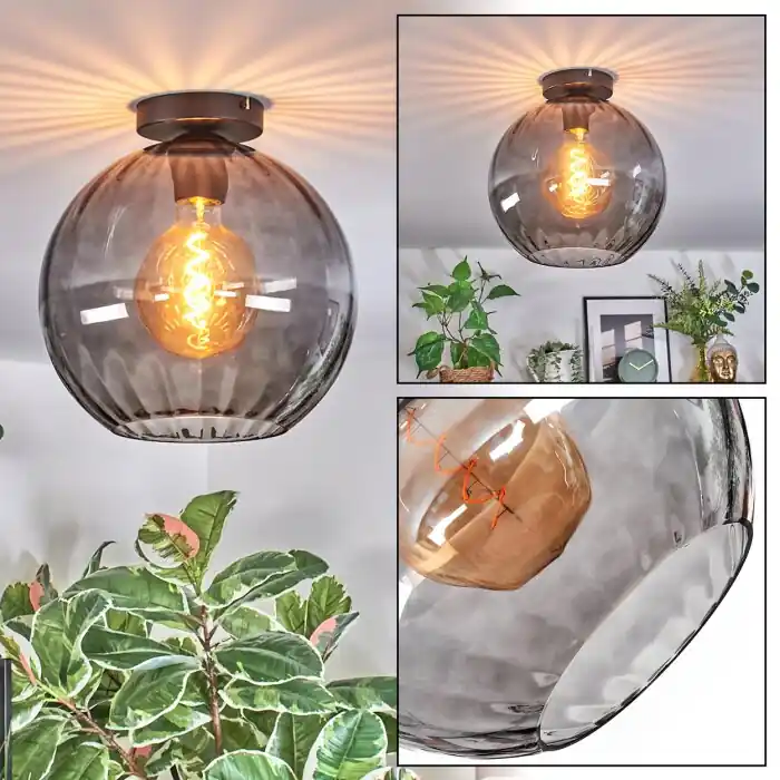 Koyoto Plafondlamp, Kogellampje 30 cm Rookkleurig, 1-licht Korting