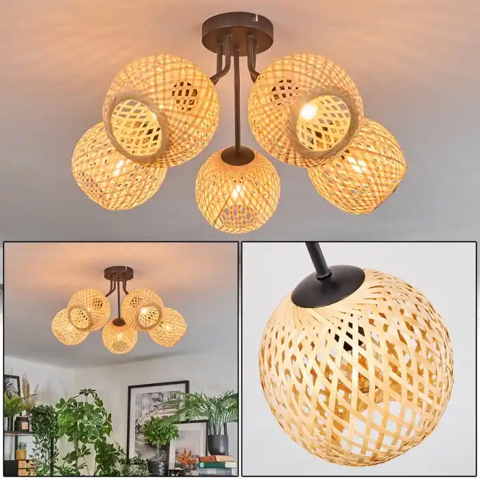 Hete Deal Basto Plafondlamp, Kogellampje Natuurlijke kleuren, 5-lichts