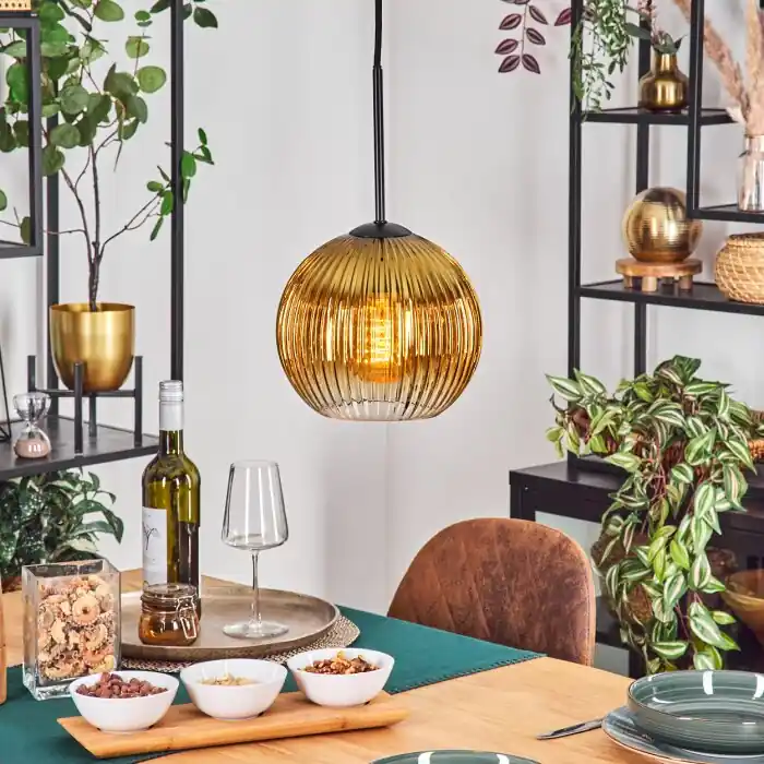 Koyoto Hanglamp, Kogellampje, Hanglamp 20 cm Goud, Duidelijk, 1-licht Finale Uitverkoop