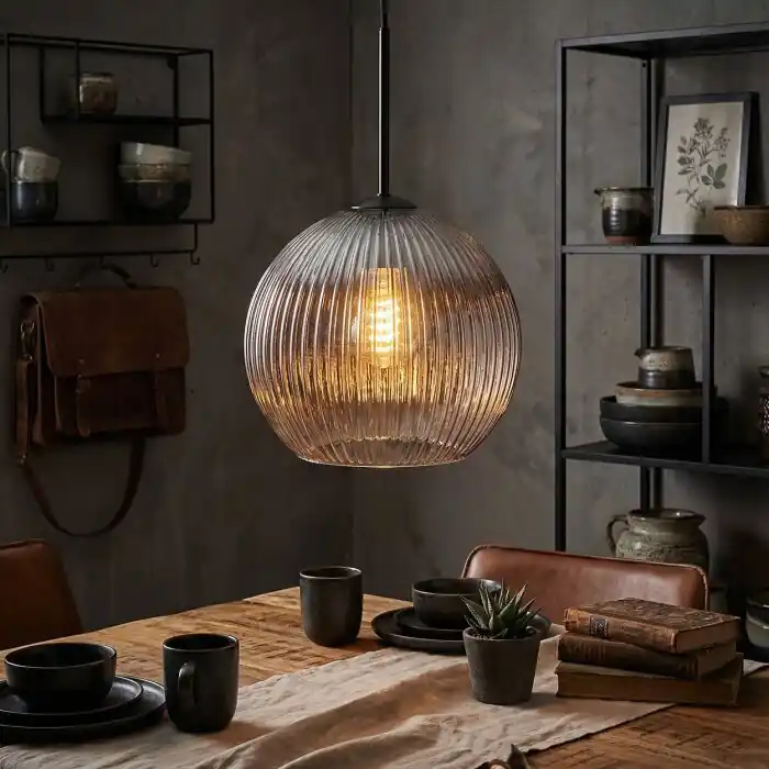 Koyoto Hanglamp, Kogellampje, Hanglamp Duidelijk, Rookkleurig, 1-licht Beperkt Aanbod