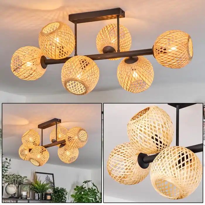Lage Kosten Basto Plafondlamp, Kogellampje Natuurlijke kleuren, 6-lichts