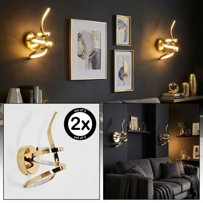 Lunor Wandlamp, Muurspot LED Goud, 1-licht Betrouwbaar
