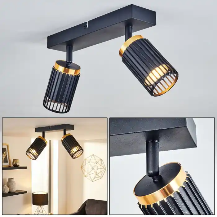 Koop Online Fenik Plafondlamp Zwart, 2-lichts