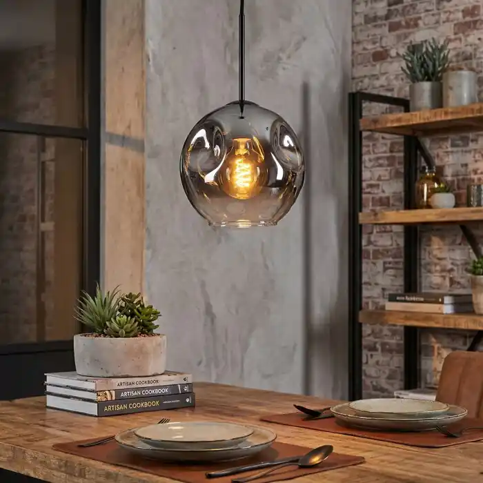 Ripoll Hanglamp, Kogellampje, Hanglamp Chroom, Duidelijk, Rookkleurig, 1-licht Voordeelprijs
