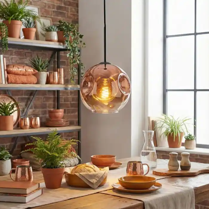 Beste Prijs Ripoll Hanglamp, Kogellampje, Hanglamp Duidelijk, Koperkleurig, 1-licht