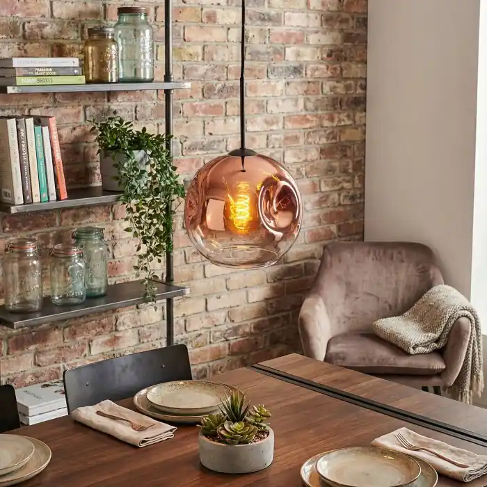 Voordeelprijs Ripoll Hanglamp, Kogellampje, Hanglamp Duidelijk, Koperkleurig, 1-licht