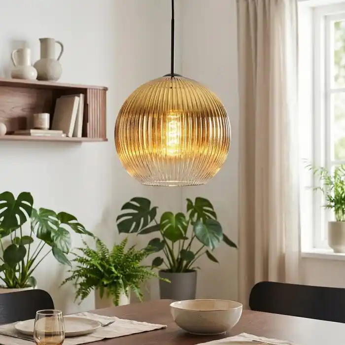 Koyoto Hanglamp, Kogellampje, Hanglamp Goud, Duidelijk, 1-licht Beperkte Voorraad
