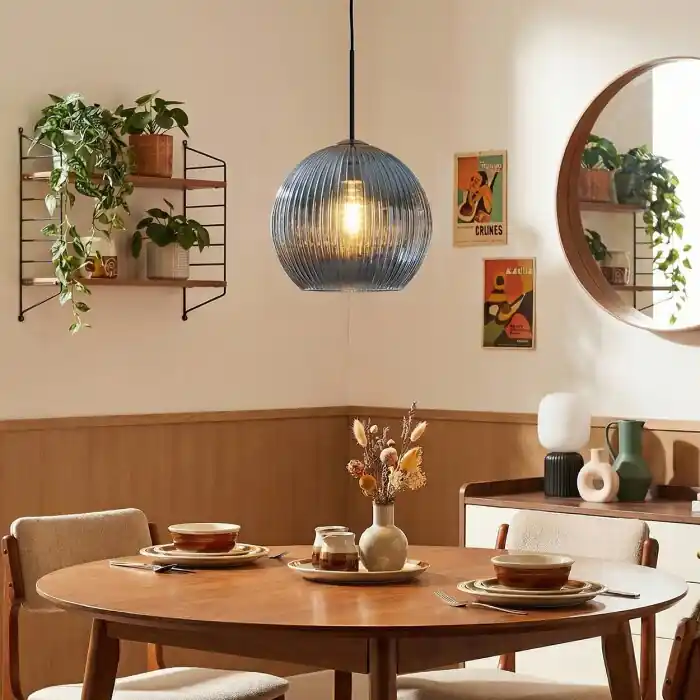 Koyoto Hanglamp, Kogellampje, Hanglamp Blauw, 1-licht Betrouwbaar