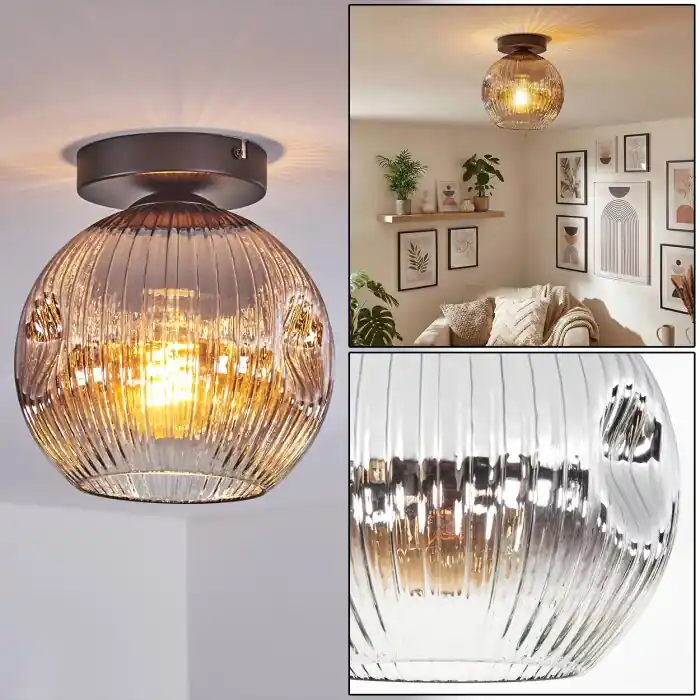 Ripoll Plafondlamp, Kogellampje Chroom, Duidelijk, Rookkleurig, 1-licht Beperkte Voorraad