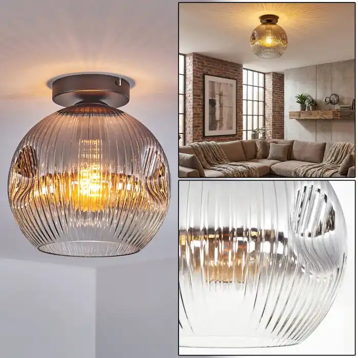 Must-Have Ripoll Plafondlamp, Kogellampje Duidelijk, Rookkleurig, 1-licht