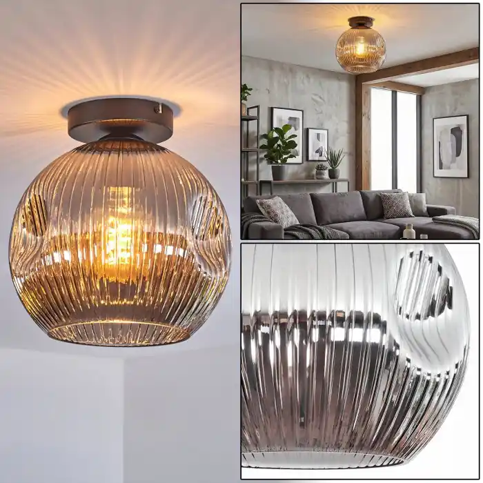 Ripoll Plafondlamp, Kogellampje Rookkleurig, 1-licht Bestseller