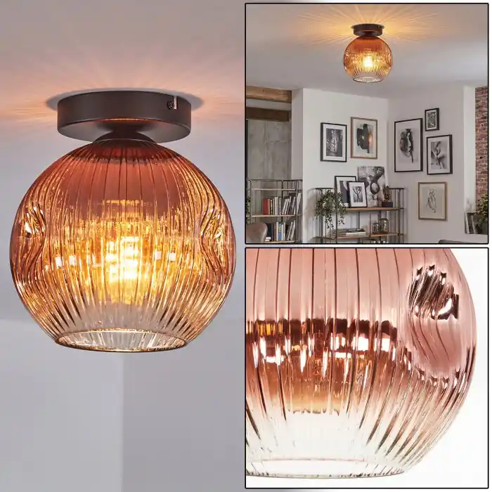 Ripoll Plafondlamp, Kogellampje Duidelijk, Koperkleurig, 1-licht Finale Uitverkoop