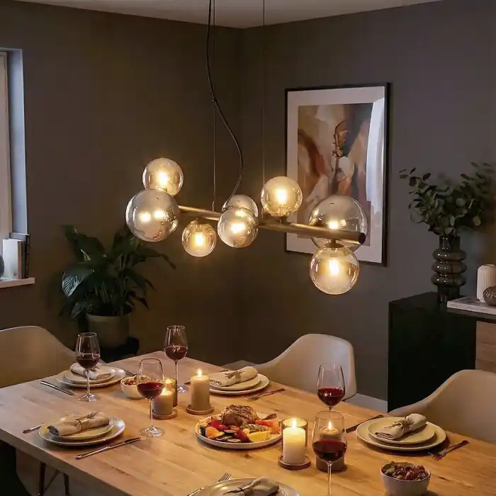Chehalis Hanglamp, Kogellampje, Hanglamp Amber, Duidelijk, Rookkleurig, 8-lichts Veilige Betaling