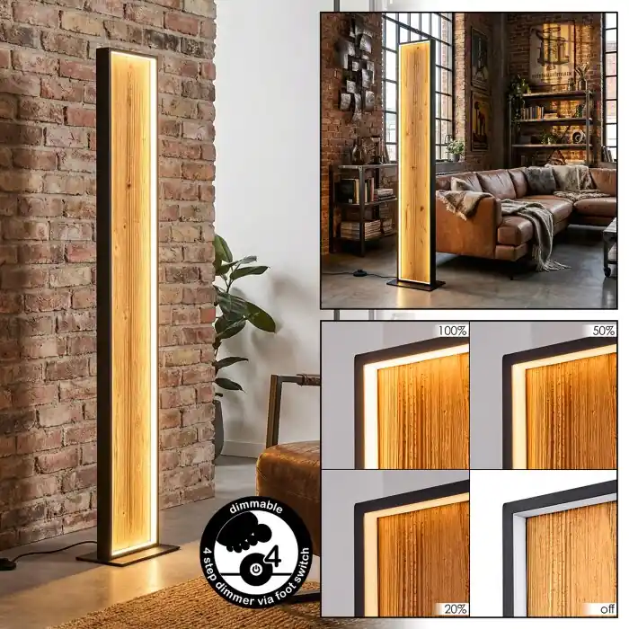 Gerin Staande lamp LED Natuurlijke kleuren, Zwart, 1-licht Gratis Retour