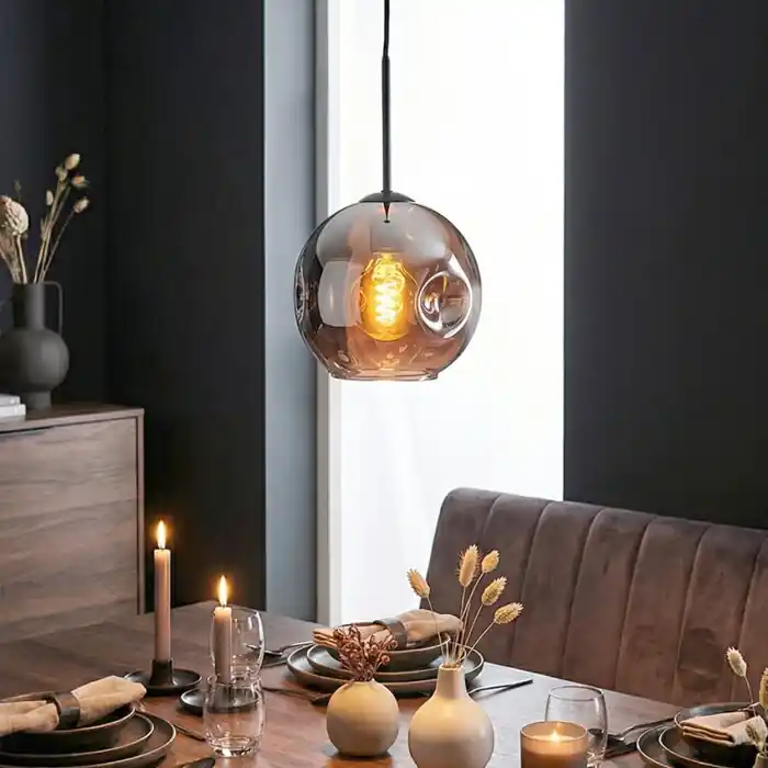 Ripoll Hanglamp, Kogellampje, Hanglamp Chroom, Rookkleurig, 1-licht Fabrieksprijs