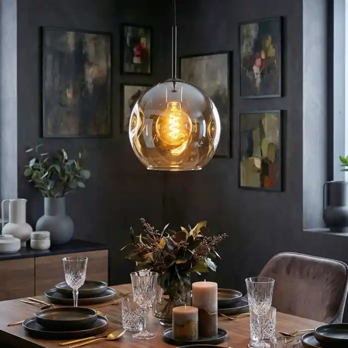 Ripoll Hanglamp, Kogellampje, Hanglamp Amber, 1-licht Actieprijs