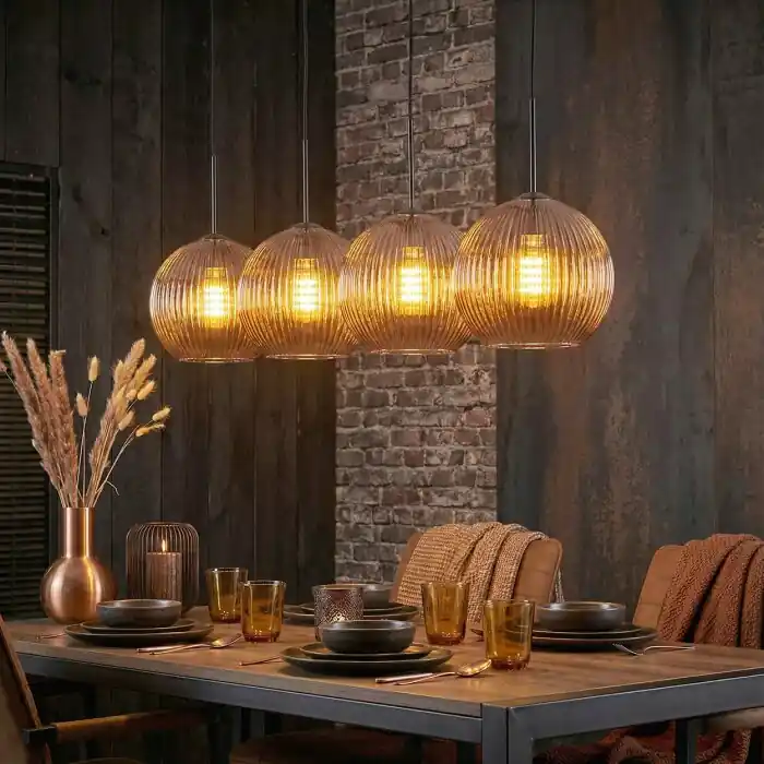 Koyoto Hanglamp, Kogellampje, Hanglamp Koperkleurig, 4-lichts Nieuw