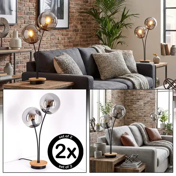 Jomin Kogellampje, Tafellamp Natuurlijke kleuren, Zwart, 2-lichts Meest Verkocht