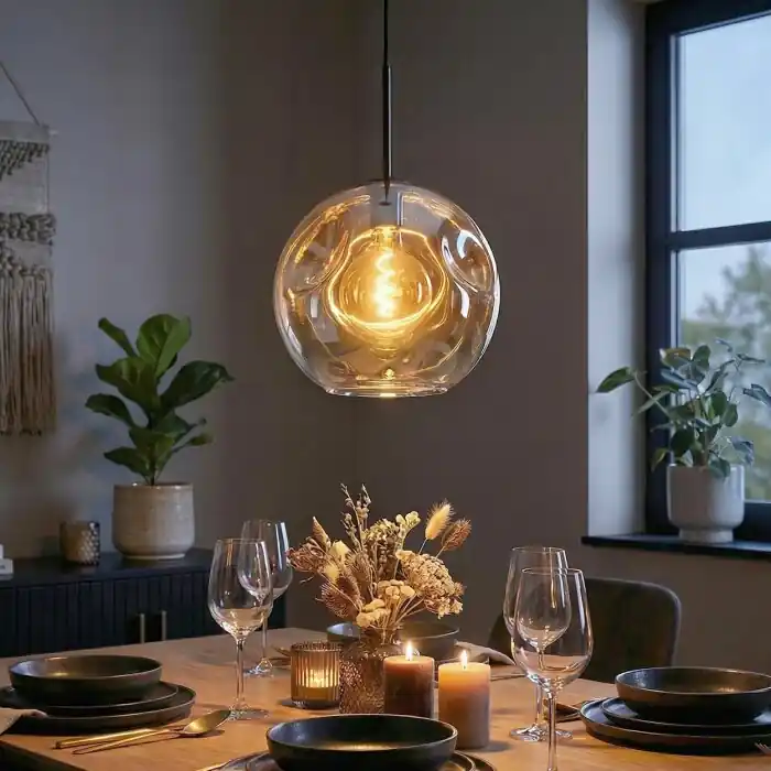 Dagaanbieding Ripoll Hanglamp, Kogellampje, Hanglamp Amber, Duidelijk, 1-licht