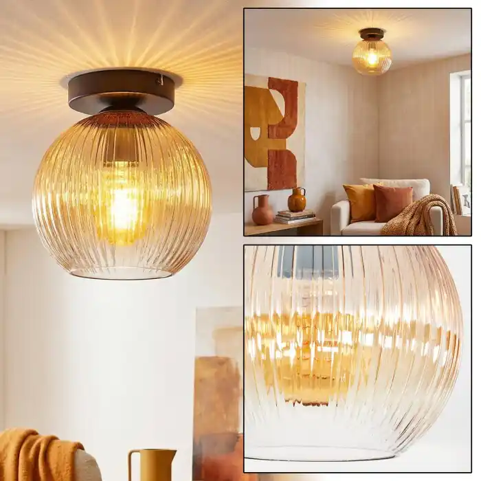 Koyoto Plafondlamp, Kogellampje 20 cm Amber, Duidelijk, 1-licht Koop Online