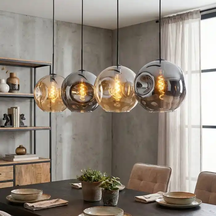 Ripoll Hanglamp, Kogellampje, Hanglamp Amber, Rookkleurig, 4-lichts Bestseller