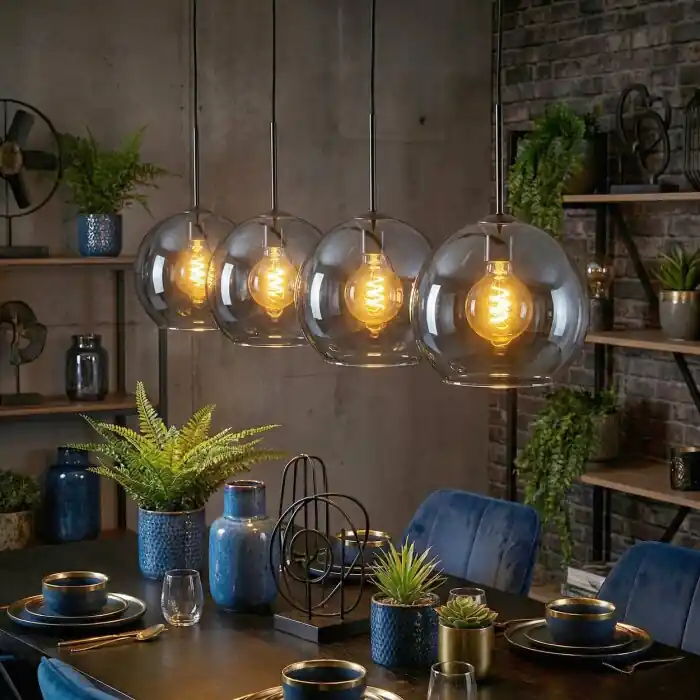 Tijdelijk Beschikbaar Koyoto Hanglamp, Kogellampje, Hanglamp Blauw, 4-lichts