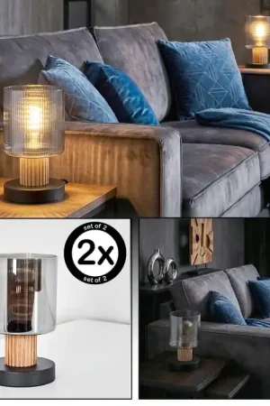Weekendaanbieding Mador Tafellamp Natuurlijke kleuren, Zwart, 1-licht