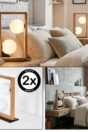 Zanin Kogellampje, Tafellamp Natuurlijke kleuren, Zwart, 2-lichts Snelle Levering