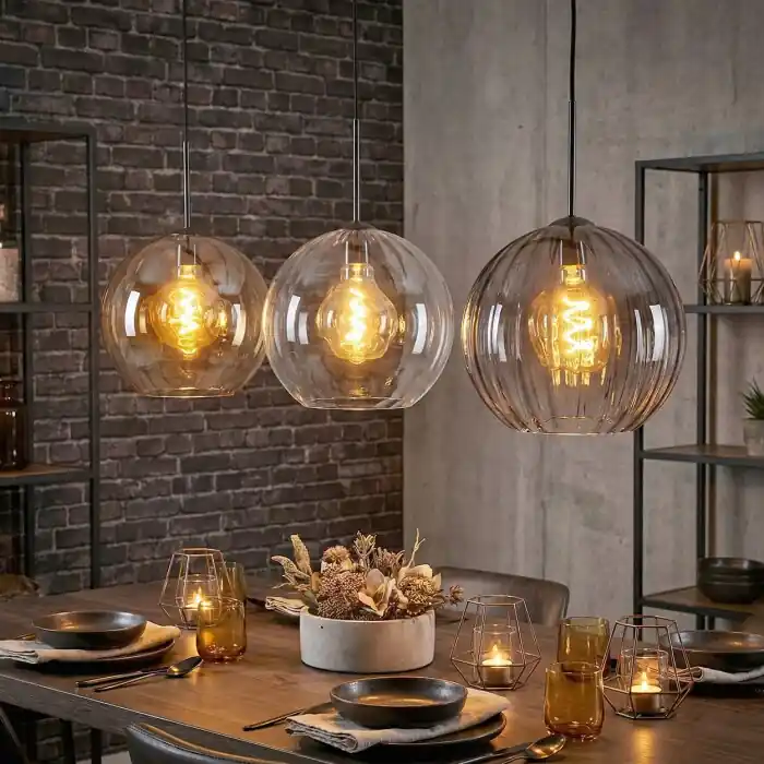 Koyoto Hanglamp, Kogellampje, Hanglamp 30 cm Amber, Duidelijk, Rookkleurig, 3-lichts Alleen Vandaag