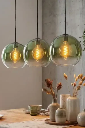 Weekendaanbieding Koyoto Hanglamp, Kogellampje, Hanglamp Groen, Duidelijk, 3-lichts