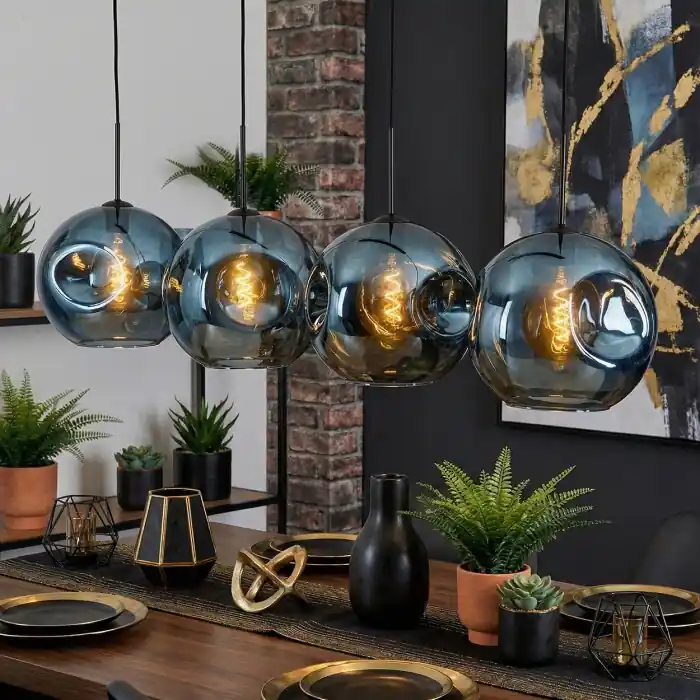 Populair Ripoll Hanglamp, Kogellampje, Hanglamp Blauw, 4-lichts