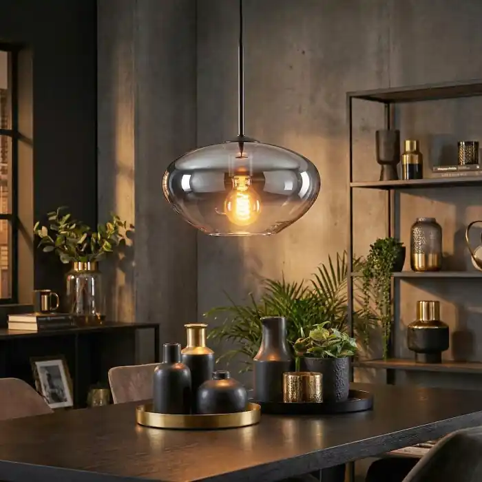 Mertola Hanglamp, Hanglamp Duidelijk, Rookkleurig, 1-licht Tijdelijk Beschikbaar