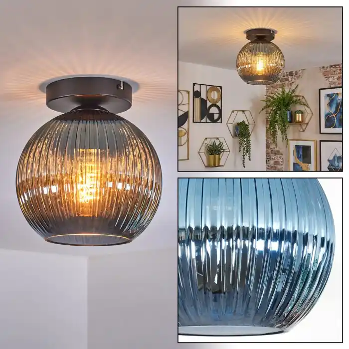 Koyoto Plafondlamp, Kogellampje 20 cm Blauw, 1-licht Actieprijs