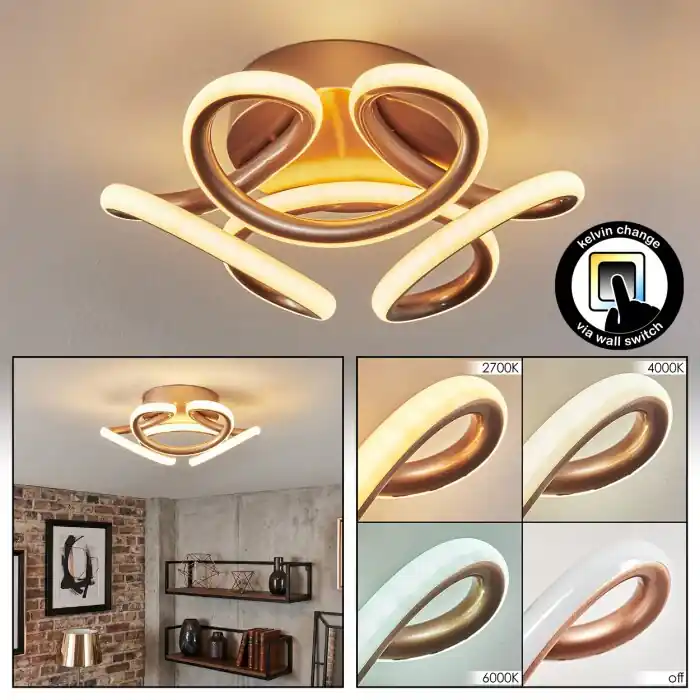 Jaren Plafondlamp LED Champagne, 1-licht Korting