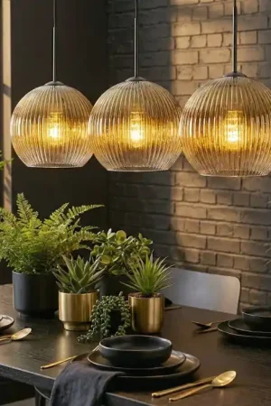 Aanbieding Koyoto Hanglamp, Kogellampje, Hanglamp Goud, Duidelijk, 3-lichts