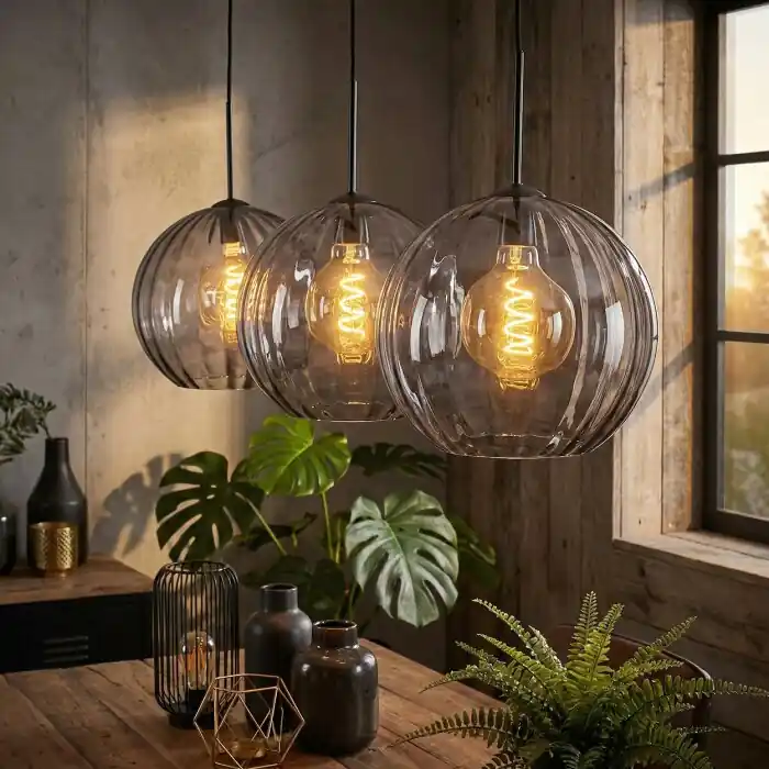 Koyoto Hanglamp, Kogellampje, Hanglamp Rookkleurig, 3-lichts Koop Online