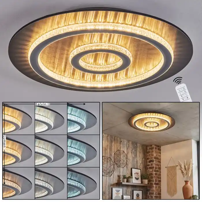 Alleen Vandaag Lidor Plafondlamp LED Antraciet, Grijs, Zwart, 1-licht, Afstandsbediening