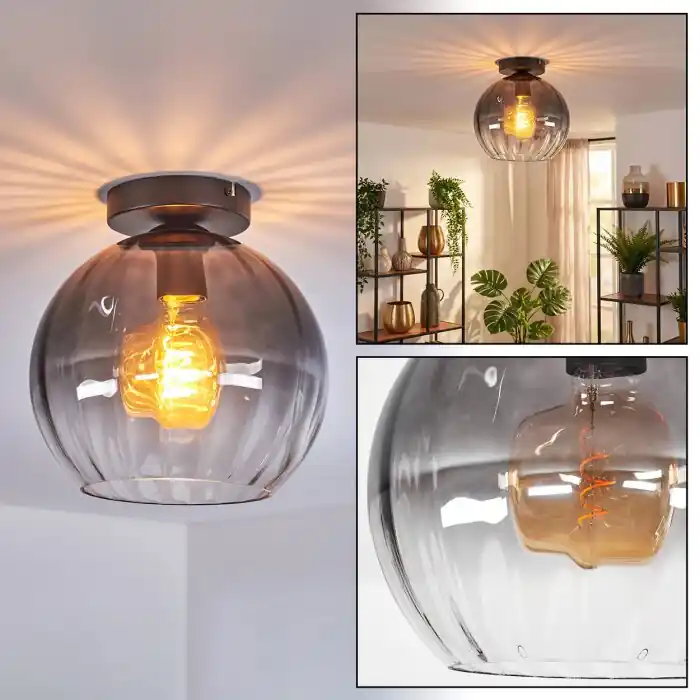 Actieprijs Koyoto Plafondlamp, Kogellampje 20 cm Duidelijk, Rookkleurig, 1-licht