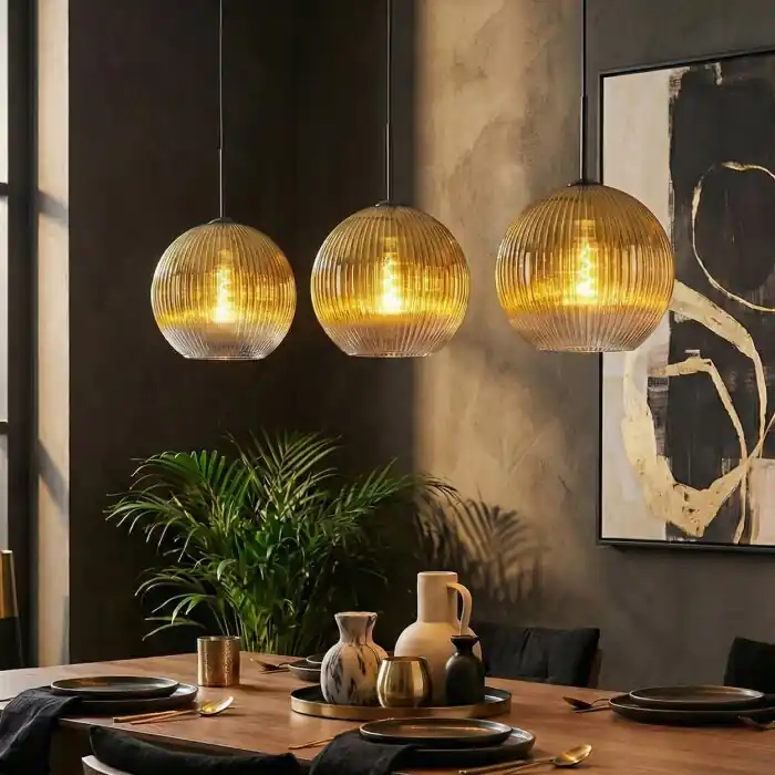 Gereduceerde Prijs Koyoto Hanglamp, Kogellampje, Hanglamp Goud, Duidelijk, 3-lichts