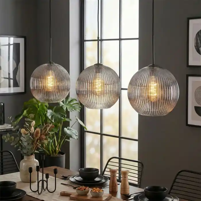 Goedkoop Koyoto Hanglamp, Kogellampje, Hanglamp Duidelijk, Rookkleurig, 3-lichts
